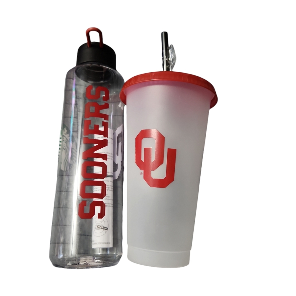 Starbucks Oklahoma Sooners water bottle and cup new